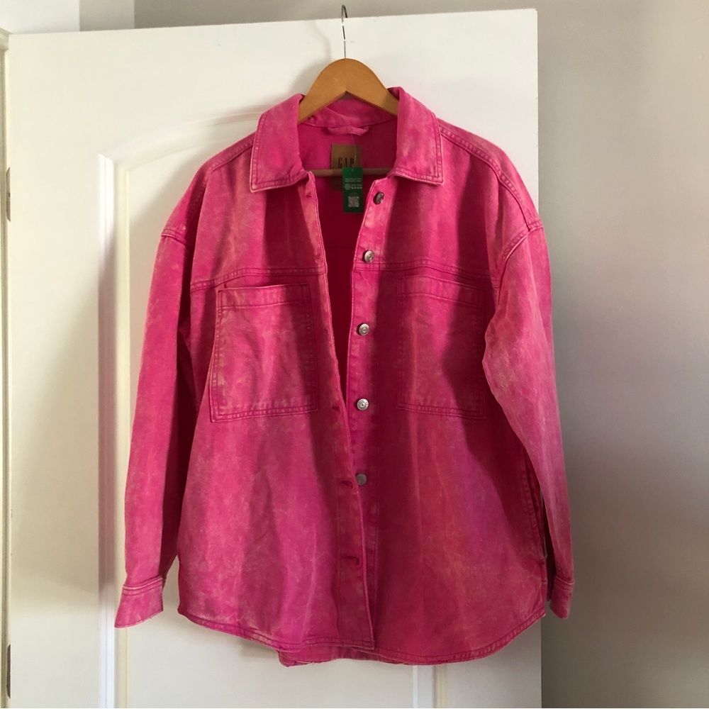BNWT Gap oversized pink denim utility jacket - size S